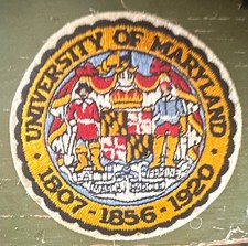 VTG University of Maryland Crest Round Embroidered Sew-on Patch, Original, RARE picture