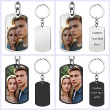 Full Color Personalized Photo Text Engraved Tag Key Chain Keepsake for Men Women picture