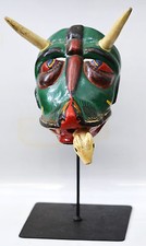 GREEN DEMON WOODEN  MAYAN DANCE MASK ALWAZIR- BAILE SAN JORGE - GUATEMALA picture