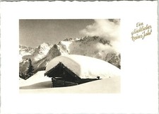 Vtg German Postcard Ein glückliches neues jahr (A Happy New Year) cabin snow picture
