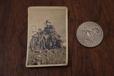 Original WWII German Military Motorcycle Photo – Soldier in Field Gear – Vintage picture