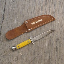 Vintage Miniature Knife Leather Sheath Oklahoma Souvenir Blade A Pro Cut Product picture