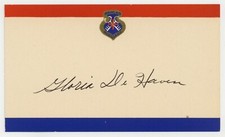 Gloria De Haven Hand Signed 1940 Naval Aid Auxiliary Card USN US Navy Actress picture