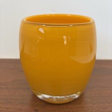 GlassyBaby Pre-Triskelion Orange Glass Votive Candle Holder Retired picture