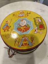 ANTIQUE TOFFEE TIN LITHOGRAPH OLD MOTHER HUBBARD, HUMPTY DUMPTY ETC MADE ENGLAND picture