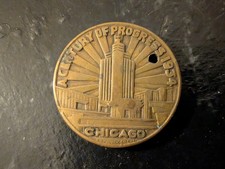 1934 Century of Progress Chicago Franklin. D Roosevelt Bronze Souvenir Coin picture