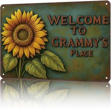 Vintage Welcome To Grammy's Place Tin Metal Signs Home Décor 8x12 picture