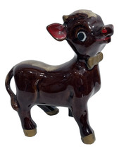 Vintage Drip Glazed Redware Cow / Bull Earthenware, Made in Japan Hand Painted picture