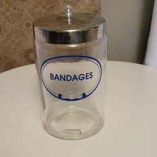 Vintage Grafco Glass Medical Sundry Jar Bandages Apothecary Doctor Office Lidded picture
