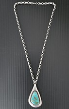FRANK PATANIA SR. THUNDERBIRD SHOP STERLING SILVER TURQUOISE NECKLACE 77 GRAMS picture