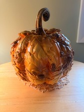 The Farmhouse Collection Decorative Pumpkin with Oak Leaves and Acorns picture
