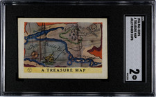 1936 PAC-KUPS Jolly Roger Pirate Card Series 🏴‍☠️ A TREASURE MAP 🏴‍☠️ SGC 2 GD picture