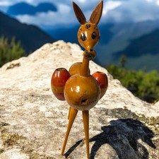 VTG Latin American Folk Art Figure Donkey Wooden Hand Carved Burro Collectible picture