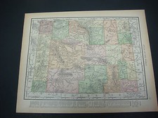 1914 Rand McNally Atlas Map Page Wyoming / Utah Nice Color Suitable To Frame picture