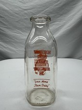 Antique 1950's Orange Pyro Milk Bottle, Vosburgh Dairy - Titusville, PA picture