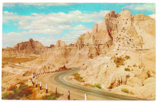 Cedar Pass South Dakota Postcard Vintage Chrome Road Bad Lands Monument Travel picture