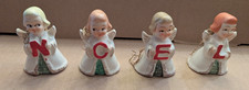VTG NOEL Set of 4 Christmas Angel Ceramic Bell Figurine Ornaments Japan MCM picture