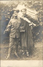 Pretty Women Soldier Volunteers? Crossdressing American Flag c1910s RPPC bhn picture