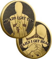 Funny Heads and Tails Challenge Coin – Double-Sided Lucky Token – ‘Heads I...  picture