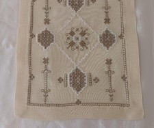 Unused Vintage Hardanger Table Runner Taupe Embroidery Lace Norway New 51