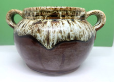 Brown Drip Glaze Vintage MCM Dual Handle Bean Pot Hull or McCoy picture