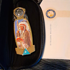 Franklin Mint Collector Portfolio 1-Blade Lockback Pocketknife Gold Tone 1984 picture