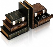 Decorative Wooden Bookends, Vintage Library Book Style Book Supports with Hidden picture