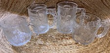 Vintage 1995 Batman Forever McDonald's Complete Set of 4 Embossed Glass Mugs picture