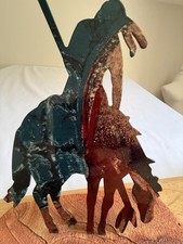 Vintage Lazart End of the Trail Metal Sculpture Sandstone Base Native American picture
