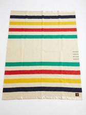 Vintage “ Original “ Witney Point Wool Striped 100% Wool Blanket England 92x70 picture
