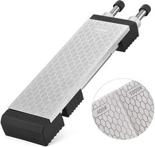 8in Diamond Sharpening Bench Stone Double Sided 400/1000 Grit W/ Non-Slip Holder picture