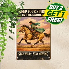 Cowgirl Riding Horse Quote Metal Sign You Don't Stop Riding Tin Plaque 8x12 picture