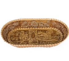 Squirrel Beresta Birch Bark Oval Plate Wood Hand Made Bread Platter 10
