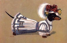 Dachshund Girl and Dachshund Boy - CUSTOM MATTED - Dog Art Print - Set of Two picture