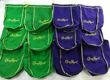Mixed Lot of 12 Crown Royal Bags 6 Green & 6 Purple  picture
