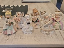 Rare Lot Of 6 Vintage Ceramic Birthday Month Angels Bell Japan Lefton Napco READ picture