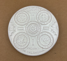 Vintage FRANKOMA Trivet Seals Of Five Civilized Tribes Of Indians Oklahoma OK3 picture