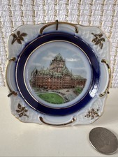 Vtg Chateau Frontenac, Quebec Miniature Dish Square Blue White Germany 3.25” picture