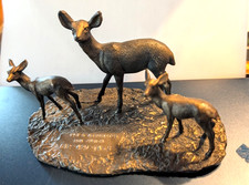 Vintage Set Of 3 Mid Century Modern Brass Deer Sculpture Figurine Set picture