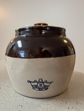 VTG Robinson Ransbottom Pottery MCM Two Tone Stoneware Bean Pot with Lid picture