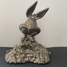 Vintage 1998 Warner Bros. Silver Plated Bugs Bunny Bank NO Stopper 7.5” T picture