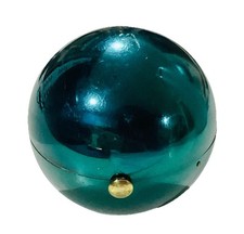 Vintage Metallic Green Christmas Ornament Powder Compact Sphere Orb picture