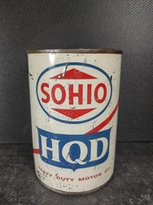 Vintage SOHIO HQD Motor Oil Can Metal Quart Standard Oil Of Ohio  Empty No Lid picture
