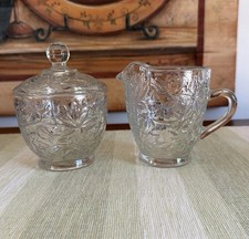 Vintage Princess Fantasia Crystal Creamer & Covered Sugar Bowl Set EUC picture