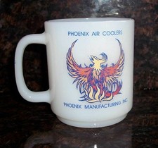 VTG GLASBAKE PHOENIX BIRD MFG AIR COOLER ADVERTISING BEDCO TUCSON MUG CUP picture