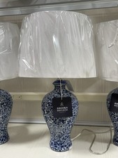 Brooks Brothers Blue & White Porcelain Table Lamp 24” w/ White Shade picture