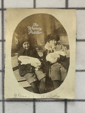 Antique Snapshot Two Women Holding White Rabbits Winter Coats Fur Hats picture