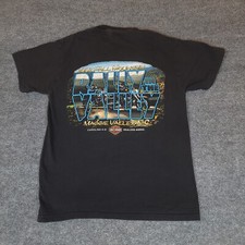 Harley Davidson Shirt Mens Medium Faded Black Rally in the Valley Biker Vintage  picture