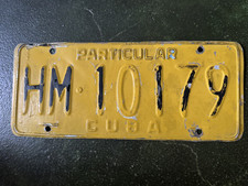VINTAGE CUBAN LICENSE PLATE PARTICULAR HM10179  YELLOW VERY GOOD CONDITION 14X6