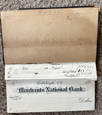 Vtg Merchants National Bank 1890s Checkbook Plattsburgh, NY picture